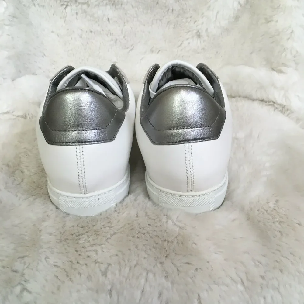NEW ZADIG & VOLTAIRE White Leather Lightning Bolt Studded Sneakers Size 10